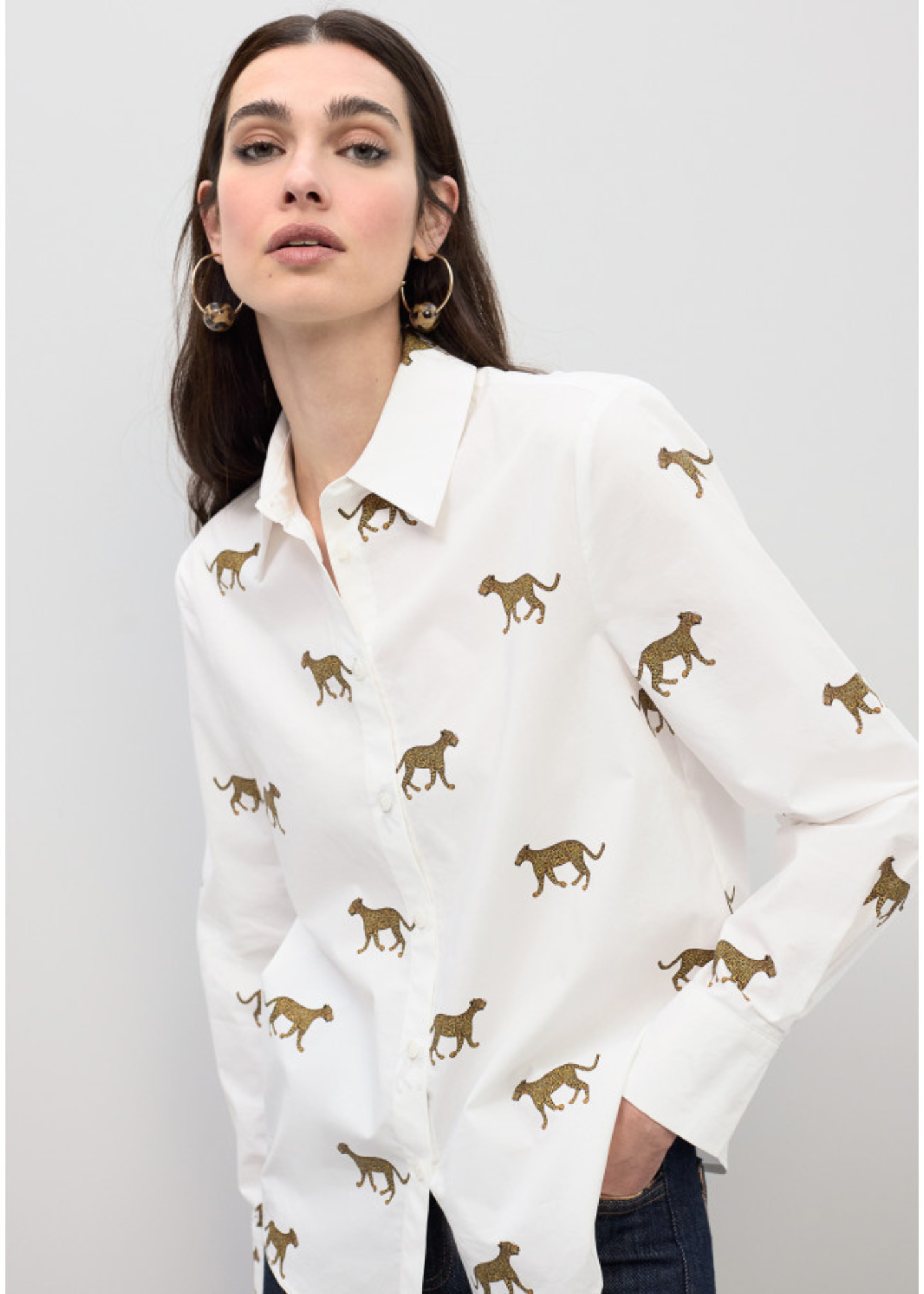 Camisa popelín print leopardo.