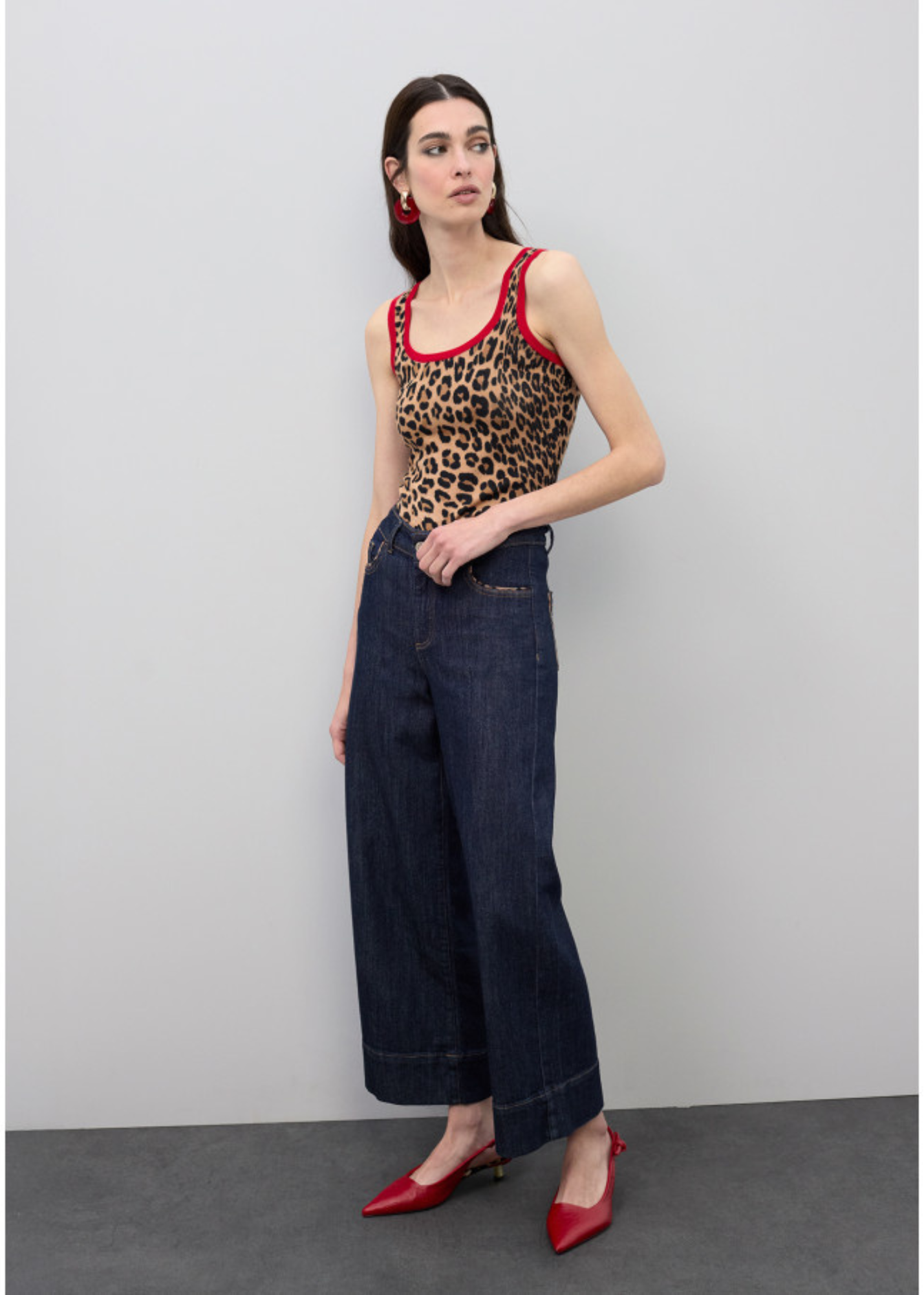 Tejano culotte con detalle vivo print animal.